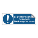Begrenzter Raum Nur funkenfreie Werkzeuge benutzen