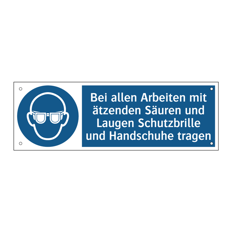Bei allen Arbeiten mit ätzenden Säuren und Laugen Schutzbrille und Handschuhe tragen