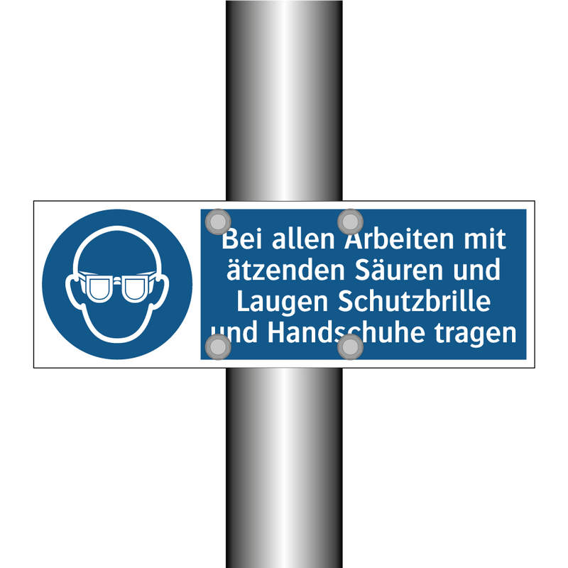 Bei allen Arbeiten mit ätzenden Säuren und Laugen Schutzbrille und Handschuhe tragen