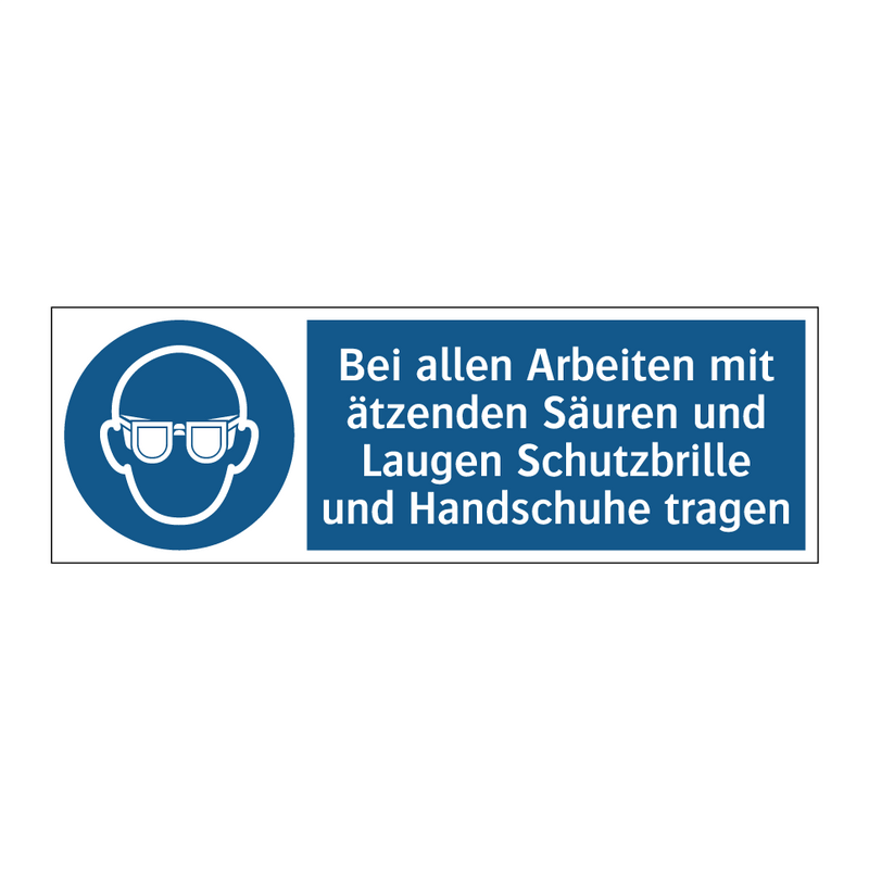 Bei allen Arbeiten mit ätzenden Säuren und Laugen Schutzbrille und Handschuhe tragen