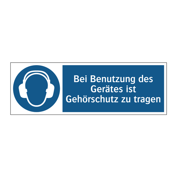 Bei Benutzung des Gerätes ist Gehörschutz zu tragen