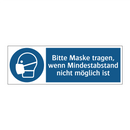 Bitte Maske tragen, wenn Mindestabstand nicht möglich ist