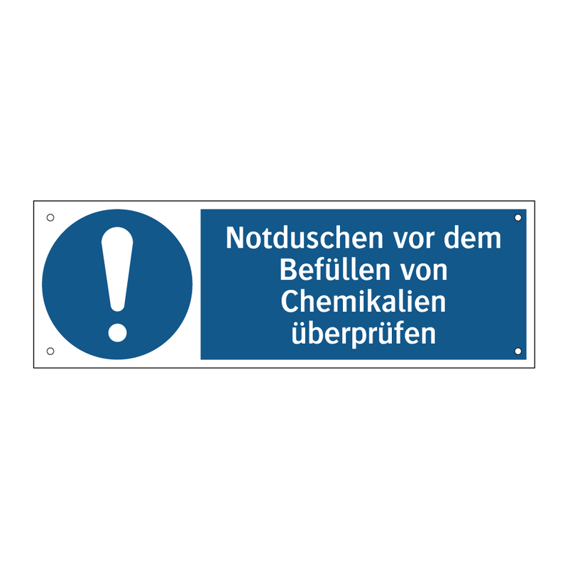 Notduschen vor dem Befüllen von Chemikalien überprüfen