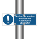 Notduschen vor dem Befüllen von Chemikalien überprüfen