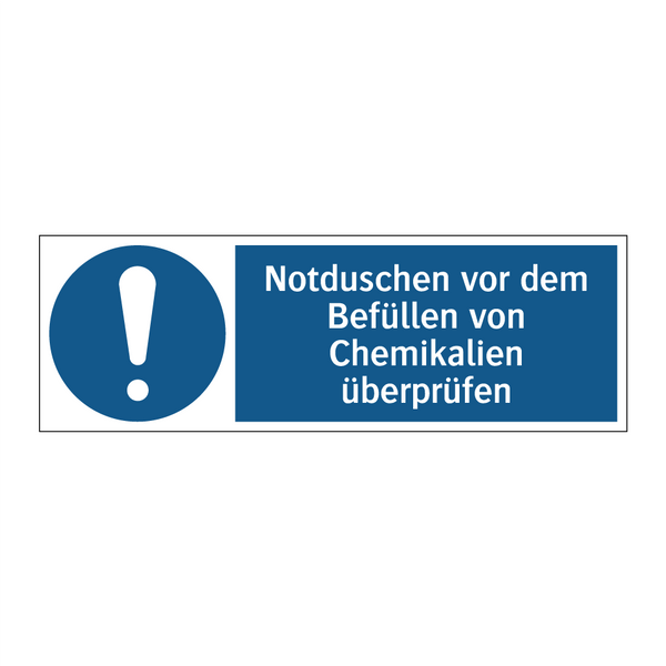 Notduschen vor dem Befüllen von Chemikalien überprüfen