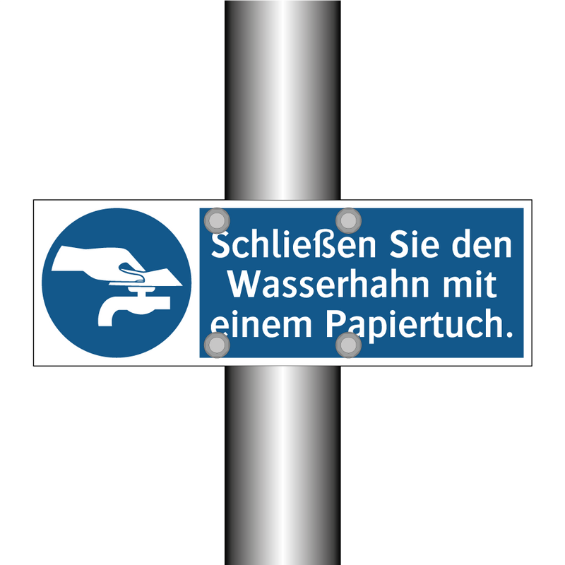 Schließen Sie den Wasserhahn mit einem Papiertuch.