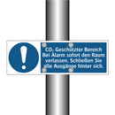 CO₂ Geschützter Bereich Bei Alarm sofort den Raum verlassen. Schließen Sie alle Ausgänge hinter sich.