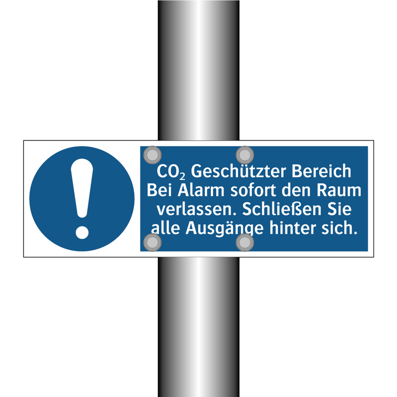 CO₂ Geschützter Bereich Bei Alarm sofort den Raum verlassen. Schließen Sie alle Ausgänge hinter sich.