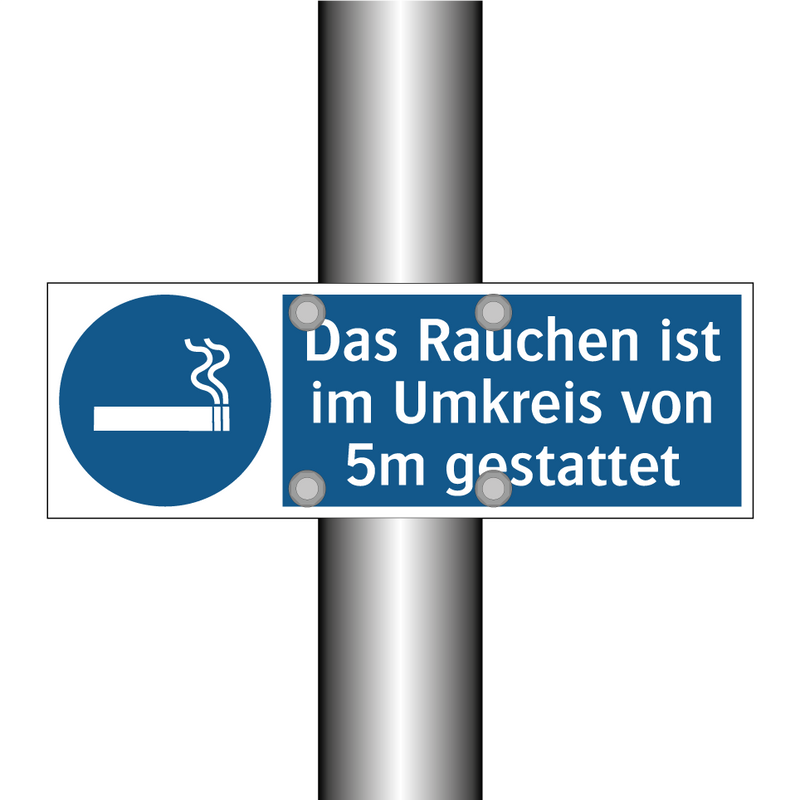 Das Rauchen ist im Umkreis von 5m gestattet