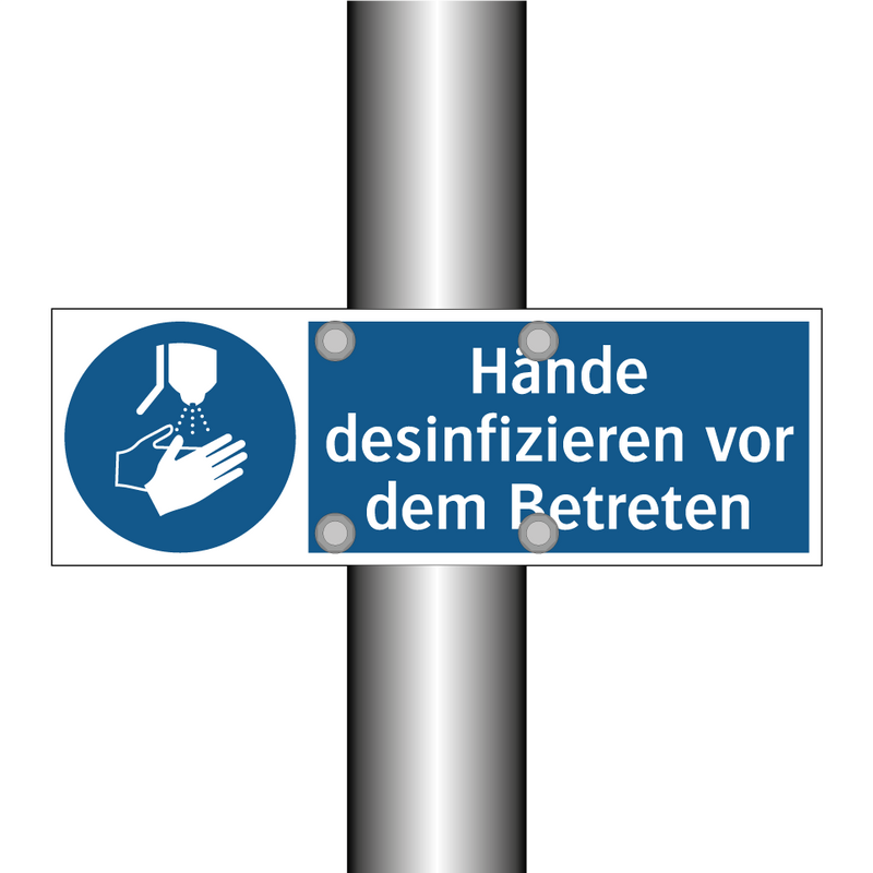 Hände desinfizieren vor dem Betreten