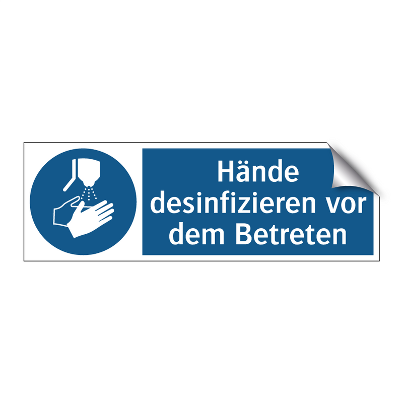 Hände desinfizieren vor dem Betreten
