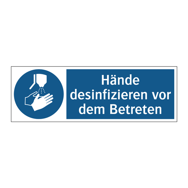 Hände desinfizieren vor dem Betreten
