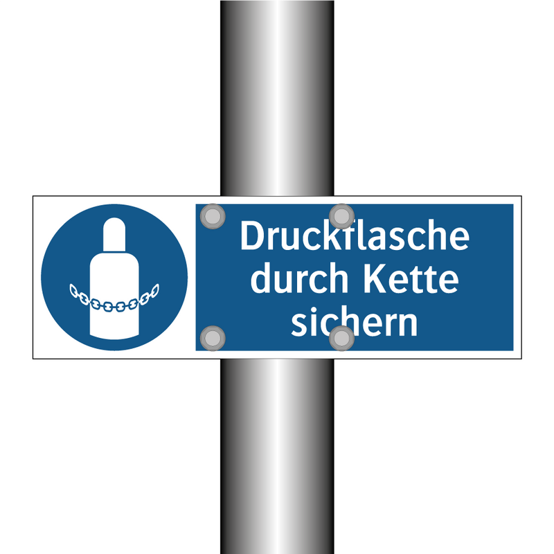 Druckflasche durch Kette sichern