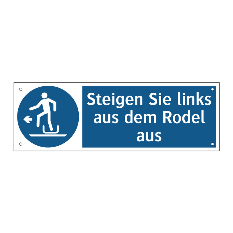 Steigen Sie links aus dem Rodel aus