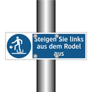 Steigen Sie links aus dem Rodel aus