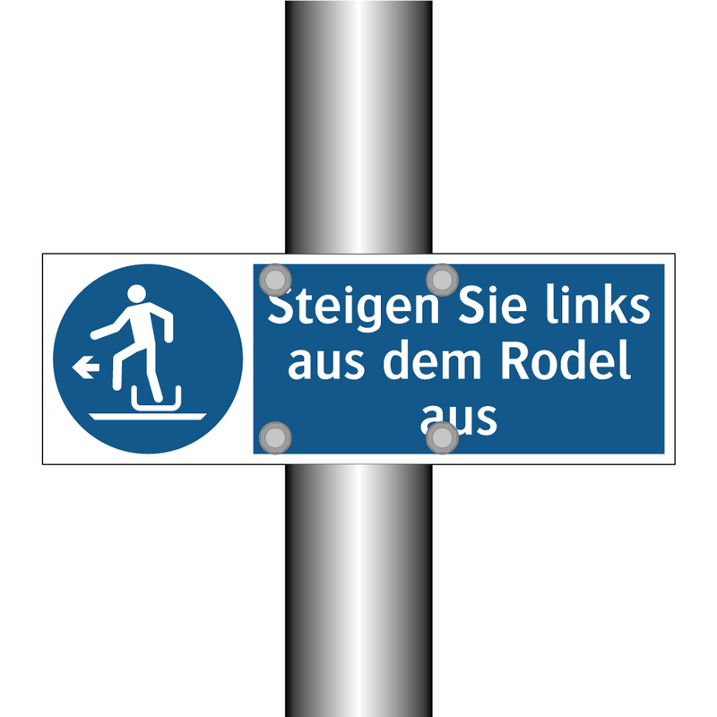Steigen Sie links aus dem Rodel aus