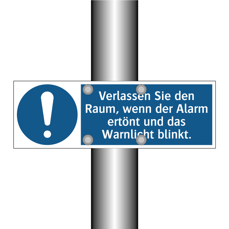 Verlassen Sie den Raum, wenn der Alarm ertönt und das Warnlicht blinkt.