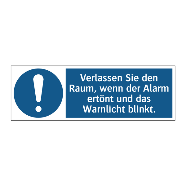 Verlassen Sie den Raum, wenn der Alarm ertönt und das Warnlicht blinkt.