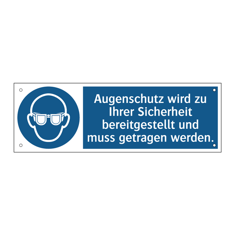 Augenschutz wird zu Ihrer Sicherheit bereitgestellt und muss getragen werden.