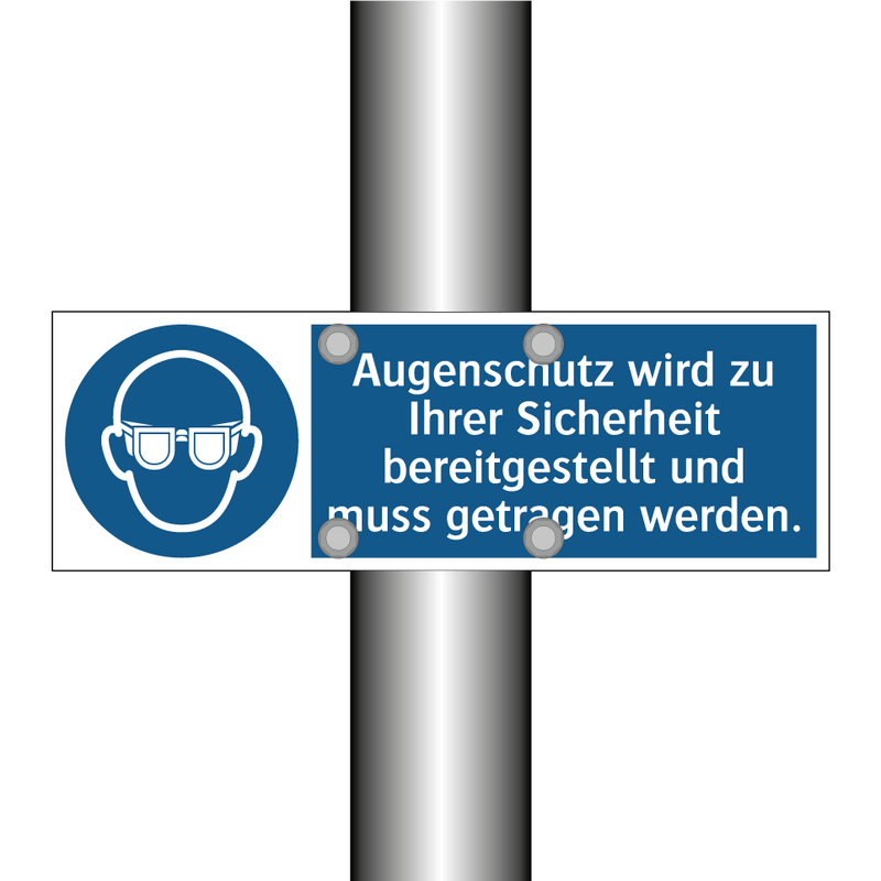 Augenschutz wird zu Ihrer Sicherheit bereitgestellt und muss getragen werden.