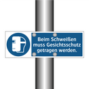 Beim Schweißen muss Gesichtsschutz getragen werden.