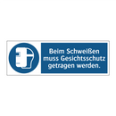 Beim Schweißen muss Gesichtsschutz getragen werden.