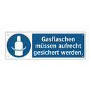 Gasflaschen müssen aufrecht gesichert werden.