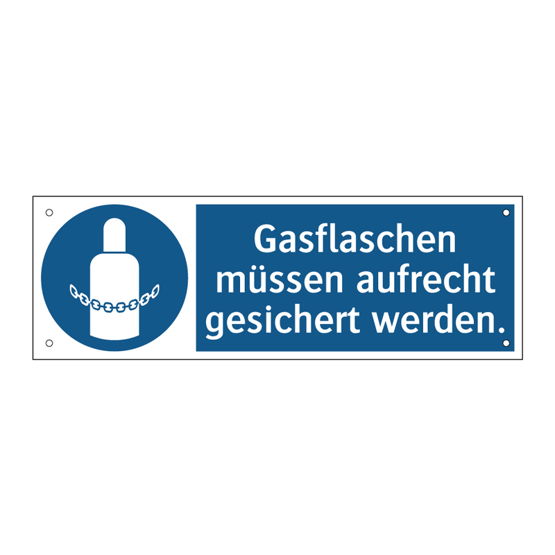 Gasflaschen müssen aufrecht gesichert werden.