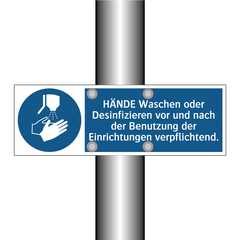HÄNDE Waschen oder Desinfizieren vor und nach der Benutzung der Einrichtungen verpflichtend.