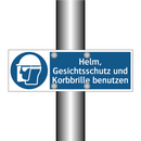 Helm, Gesichtsschutz und Korbbrille benutzen