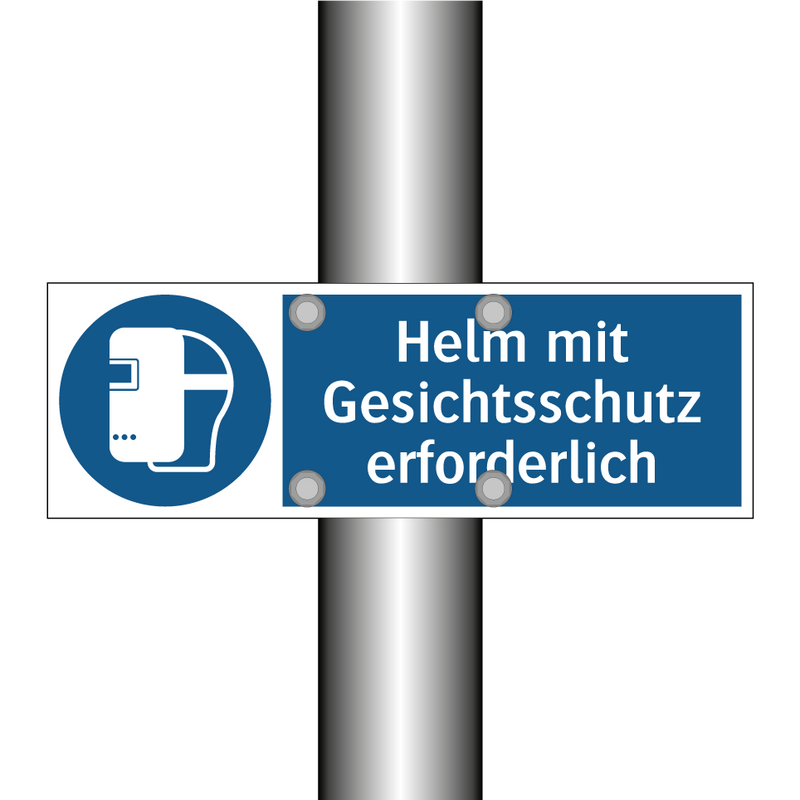 Helm mit Gesichtsschutz erforderlich