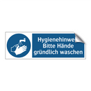 Hygienehinweis Bitte Hände gründlich waschen
