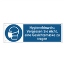 Hygienehinweis: Vergessen Sie nicht, eine Gesichtsmaske zu tragen