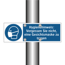 Hygienehinweis: Vergessen Sie nicht, eine Gesichtsmaske zu tragen