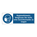 Hygienehinweis: Vergessen Sie nicht, eine Gesichtsmaske zu tragen