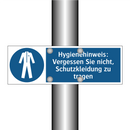 Hygienehinweis: Vergessen Sie nicht, Schutzkleidung zu tragen