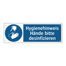 Hygienehinweis Hände bitte desinfizieren