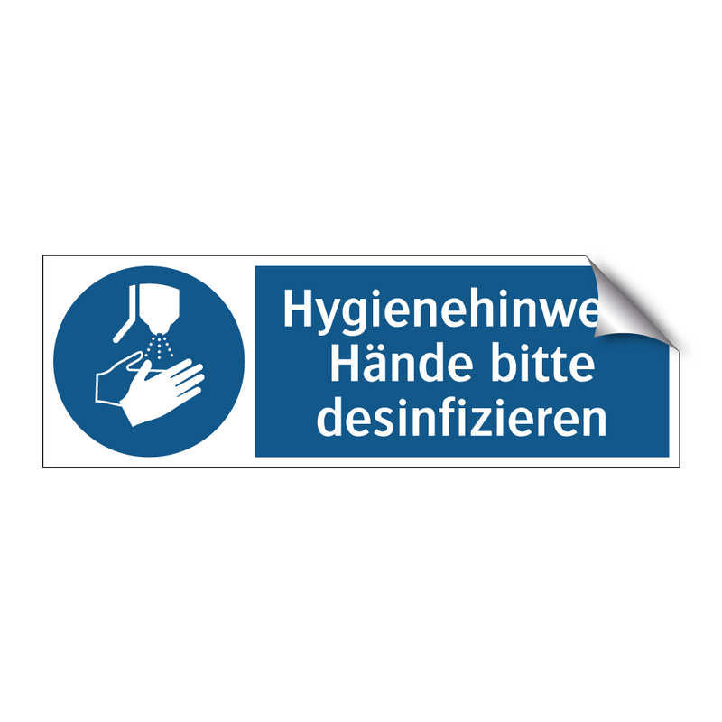 Hygienehinweis Hände bitte desinfizieren
