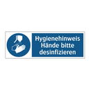 Hygienehinweis Hände bitte desinfizieren