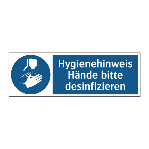 Hygienehinweis Hände bitte desinfizieren