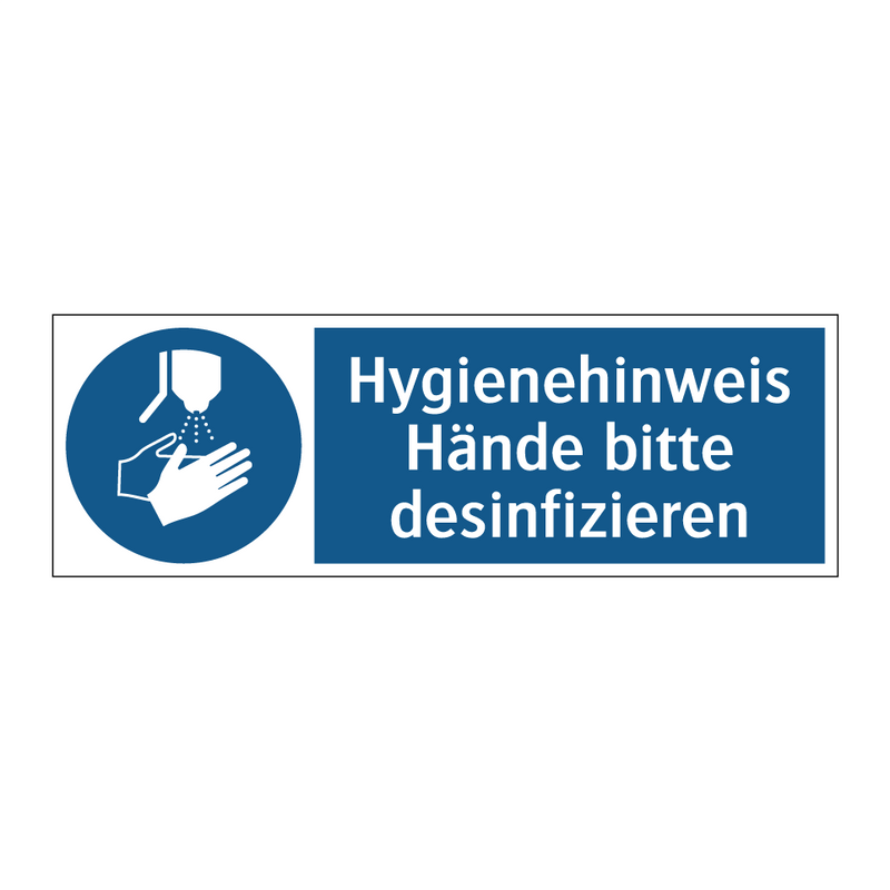 Hygienehinweis Hände bitte desinfizieren