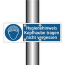 Hygienehinweis Kopfhaube tragen nicht vergessen