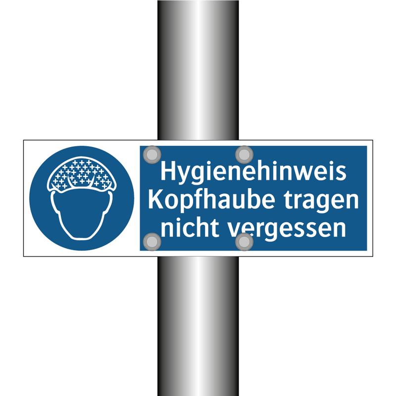 Hygienehinweis Kopfhaube tragen nicht vergessen