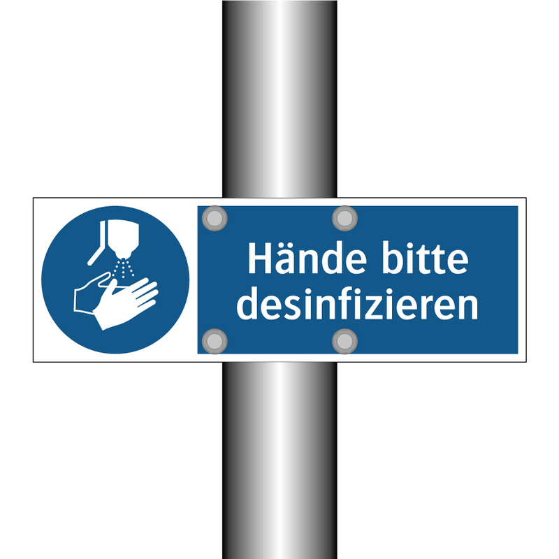 Hände bitte desinfizieren