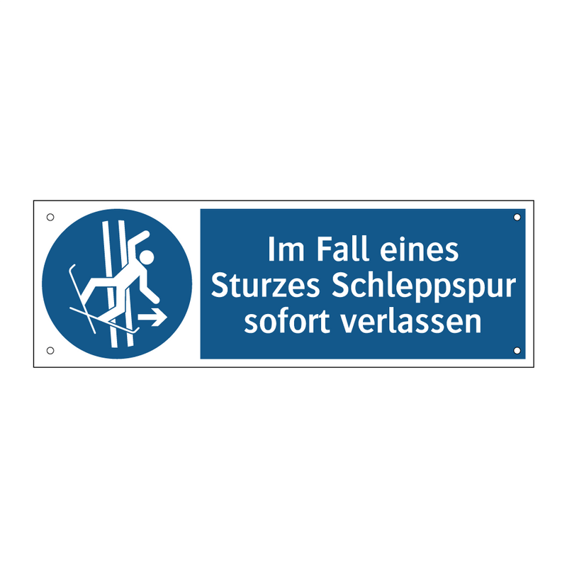 Im Fall eines Sturzes Schleppspur sofort verlassen