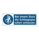 Bei einem Sturz die Schleppspur sofort verlassen.