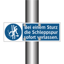 Bei einem Sturz die Schleppspur sofort verlassen.