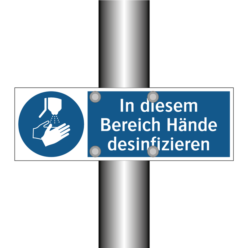 In diesem Bereich Hände desinfizieren