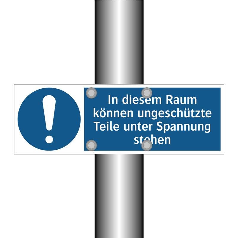 In diesem Raum können ungeschützte Teile unter Spannung stehen