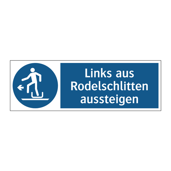 Links aus Rodelschlitten aussteigen